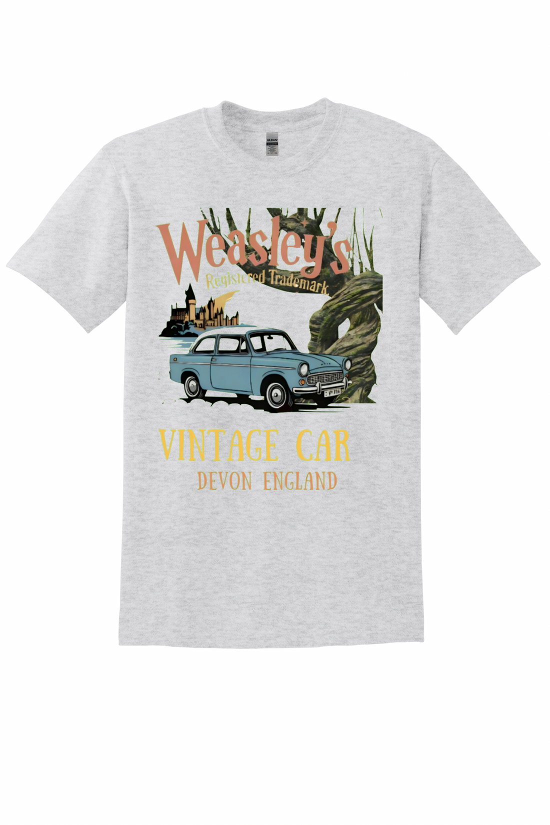 Inspired Weasley Family Vintage Car Graphic Tee | Fantasy-Inspired Unisex Shirt
